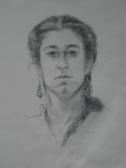 Linda F. Harris, Danelle, charcoal, 12x16 