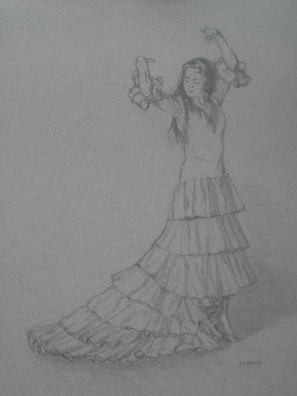 Linda F. Harris, Flamenco, charcoal, 16x21