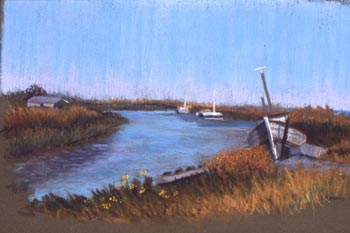 Linda F. Harris - Low Tide Alviso - Pastel, 12x14