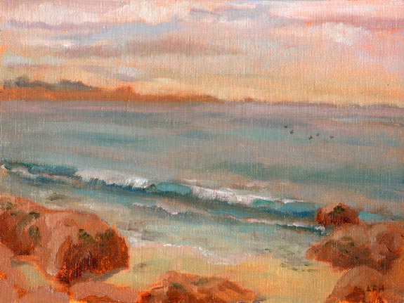 Linda F. Harris, Asilomar Beach, Oil, 6x8