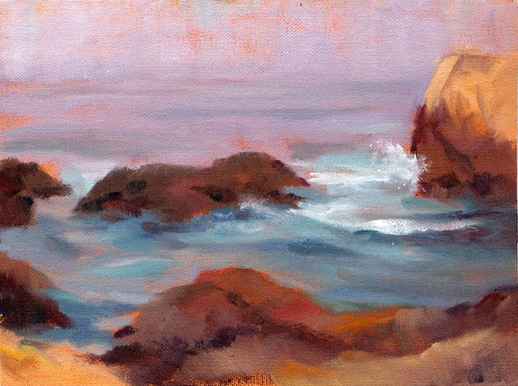 Linda F. Harris, Point Lobos V, Oil, 6x8 