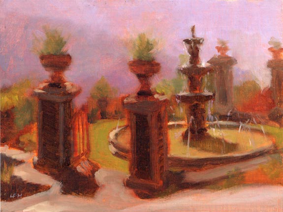 Linda F. Harris, Rusticana Fountain, Oil, 6x8 