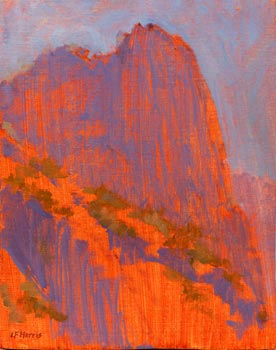 Linda F. Harris, color sketeches,   Sentinal Peak, Oil, 8x10