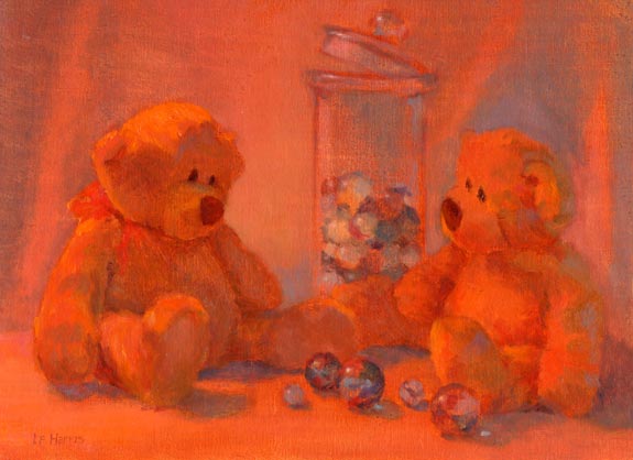 Linda F. Harris, What Bears Do At Night, oil, 9x12