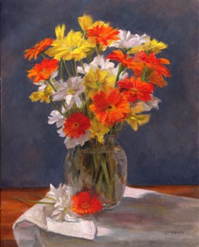 Linda F. Harris - Orange Floral, oil, 11x14