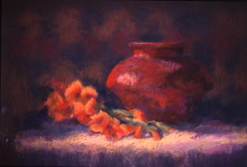 Linda F. Harris - Orange Glads, Pastel 15x20